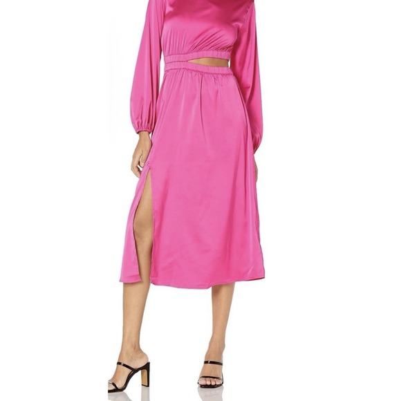 The Drop Dresses & Skirts - NWT L The Drop Jacob Long Sleeve Cut Out Midi Dress, Women's Hot Pink